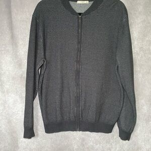 Mango Man Men's Sweater Size‎ L Full Zip Heather Gray Long Sleeve